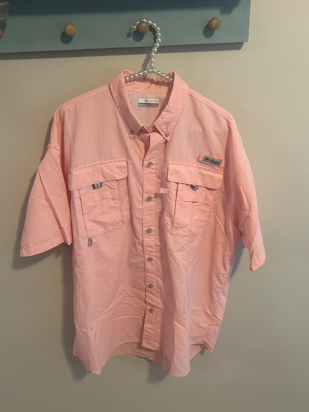 Columbia PFG Pink Vented Fishing Shirt Size Large
